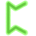 The Elder Furthark rune ᛈ or peorð or perthro, in green with a lime green outline